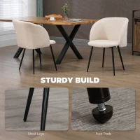 HOMCOM Dining Chairs Set of 2, Sherpa Fleece Upholstered Kitchen Chairs with Backrest and Steel Legs, Cream White(m-6)