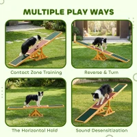 PawHut Wooden Dog Agility Seesaw for Balance Training and Exercise, Platform Equipment Run Game Toy, Weather Resistant Pet Supplies, for Outdoor Backyard, 71" L x 12" W x 12" H, Natural(m-6)