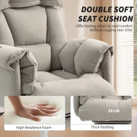 HOMCOM High Back Office Chair, Reclining Desk Chair with Footrest, High Resilience Foam, Rolling Wheels, Light Taupe Gray(m-5)