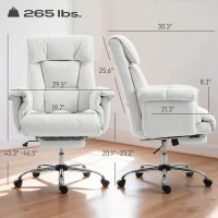 HOMCOM High Back Office Chair, Reclining Desk Chair with Footrest, High Resilience Foam, Rolling Wheels, Cream White(m-3)