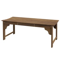 Outsunny Wooden Garden Bench, Patio Double Park Bench with Slatted Seat, Front Porch Backless Bench, Teak(m-2)