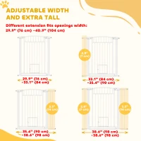 PawHut 30"-41" Extra Wide Pet Gate with Small Door, 37" H Dog Gate with 3-Inch and 5.5-Inch Extension Kit(m-4)