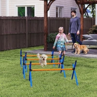 PawHut 4 Pieces Dog Agility Equipment, Dog Agility Course Backyard Set with Adjustable Height Jump Bars and Carry Bag(m-10)