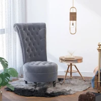 HOMCOM 45" Tufted High Back Velvet Accent Chair Living Room Soft Padded Couch Lounge Ash Grey(m-1)