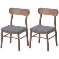HOMCOM Set of 2 Dining Chairs, Upholstered Dining Room Chairs with Rubberwood Legs and Padded Seat for Kitchen, Gray(m-1)