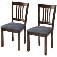 HOMCOM Modern Dining Chairs Set of 2, Linen Upholstered Kitchen Chairs with Rubberwood Legs for Dining Room, Living Room, Gray(m-1)