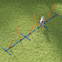 PawHut Dog Agility Training Equipment Adjustable Poles for Dog Agility Course with Carry Bag(m-8)