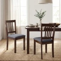 HOMCOM Modern Dining Chairs Set of 2, Linen Upholstered Kitchen Chairs with Rubberwood Legs for Dining Room, Living Room, Gray(m-11)