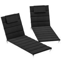 Outsunny Foldable Chaise Lounge Cushion Set of 2, Outdoor Lounge Chair Cushion Set, UPF50+ 230gsm Olefin, 80" x 26" Black(m-11)