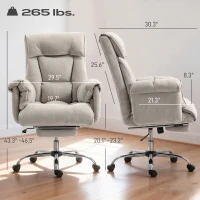 HOMCOM High Back Office Chair, Reclining Desk Chair with Footrest, High Resilience Foam, Rolling Wheels, Light Taupe Gray(m-3)