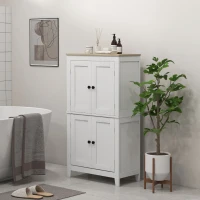 HOMCOM Bathroom Storage Cabinet, Modern Bathroom Floor Cabinet with 4 Doors and 2 Adjustable Shelves, White(m-8)