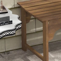 Outsunny Wooden Garden Bench, Patio Double Park Bench with Slatted Seat, Front Porch Backless Bench, Teak(m-9)