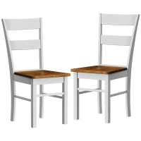 HOMCOM Farmhouse Dining Table Chairs, Set of 2 Rubber Wood Kitchen Table Chairs with Open Back for Living Room, Light Gray(m-2)