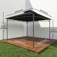 Outsunny 10' x 10' Gazebo, Soft Top Outdoor Gazebo with 2-Tier Roof, Metal Frame, Black(m-3)