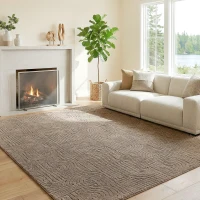 HOMCOM 7.5x9.5 Area Rug, Luxurious Faux Fur Rug, Non-Slip Floor Carpet for Living Room, Bedroom, Dining Room, Tan(m-3)