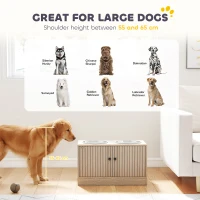 PawHut Elevated Dog Bowls with Storage Cabinet,  2 Stainless Steel Bowls, Slow Feeder, Dog Feeding Station for Large Dogs, Oak(m-9)