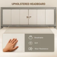 HOMCOM Full Bed Frame with Headboard Full Size Platform Bed Frame with Wooden Slats No Box Spring Needed Easy Assembly Gray(m-4)