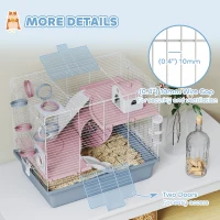 PawHut Hamster Cage, 3-Tier Small Animal Cage with Exercise Wheel, Food Bowl, Water Bottle, House, Tunnels, Ramps(m-7)