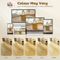 HOMCOM Extendable Dining Table for 6, 60" Farmhouse Kitchen Table with 2-Tier Storage Shelf and Fluted Sliding Doors, Natural(m-10)