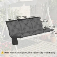 Outsunny Bench Cushion Water-Repellent Outdoor Furniture Pad Seater Swing Chair 59.1" x 39.4" Dark Grey(m-3)