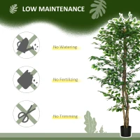 HOMCOM 6ft Artificial Trees Ficus, Indoor Fake Plant with Pot, for Home Decor(m-5)