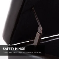 HOMCOM Storage Ottoman Bench, Foot Rest with Solid Wood Legs, 51 Inches PU Leather Storage Chest for Living Room, Brown(m-7)