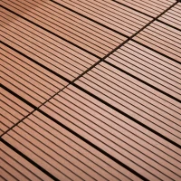 Outsunny 11 Pcs Plastic Interlocking Deck Tiles, 12" x 12" Non-slip Flooring Tiles for Indoor Outdoor Patio Balcony, Light Brown(m-11)