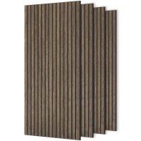 HOMCOM 47" x 24" Wood Panels for Wall, 4 Pack Acoustic Panels, Sound Absorbing Slat Wall for Wall Decor, Home, Walnut(m-1)