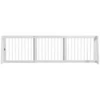 PawHut 28"-75" Freestanding Wooden Pet Gate with Support Feet & Non-Slip Mats for Indoor, Stairway, Doorway, White(m-11)
