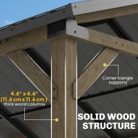 Outsunny 13' x 11' Hardtop Gazebo Canopy with Galvanised Metal Roof, Fir Wood Frame and Central Hook for Patio, Black Grey(m-5)