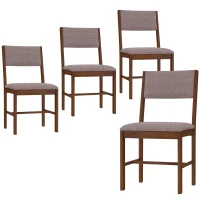 HOMCOM Modern Dining Chairs Set of 4, Linen Fabric Kitchen Chairs with Rubberwood Legs for Dining Room, Living Room, Brown(m-2)