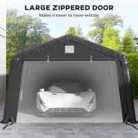 Outsunny 12' x 20' Portable Garage, Heavy Duty Carport Canopy with Ventilation Windows and Large Roll-up Door, Black(m-6)