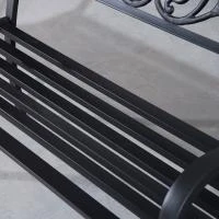 Outsunny 50" 2-Seater Garden Bench Chair, Outdoor Blossoming Pattern Garden Decorative Loveseat Bench for Yard, Lawn, Porch, Black(m-11)