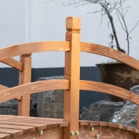 Outsunny 5FT Wooden Garden Bridge Classic Arc Footbridge with Guardrails for Stream Pond Walkway, Orange(m-12)