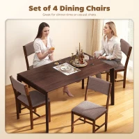 HOMCOM Modern Dining Chairs Set of 4, Linen Fabric Kitchen Chairs with Rubberwood Legs for Dining Room, Living Room, Brown(m-4)