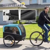 PawHut Dog Bike Trailer, Pet Cart Bicycle Carrier with 20" Air Tires, Quick-Release Wheels, Reflectors, Flag(m-5)