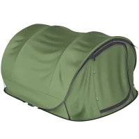 Outsunny Family Tent  Pop-Up Camping Tent with 2 Doors 2 Windows for 4-5 Person Waterproof Green(m-2)