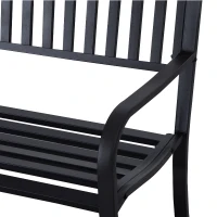 Outsunny 50" Steel Garden Bench Patio Metal Backyard Park Chair Outdoor Seat Furniture, Black(m-11)