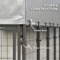 PawHut 8' x 4' x 6' Outdoor Dog Kennel, Dog Kennel Outside Run with 360° Rotating Bowls, Waterproof & UV Resistant Cover(m-7)