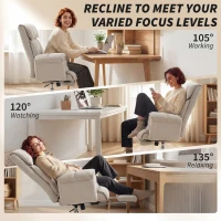 HOMCOM High Back Office Chair, Reclining Desk Chair with Footrest, High Resilience Foam, Rolling Wheels, Light Taupe Gray(m-7)