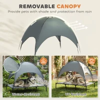 PawHut Elevated Dog Bed with Canopy, Portable Raised Dog Cot for XL Sized Dogs, Indoor & Outdoor, 48" x 36" x 43", Grey(m-5)