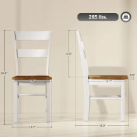 HOMCOM Farmhouse Dining Table Chairs, Set of 2 Rubber Wood Kitchen Table Chairs with Open Back for Living Room, Light Gray(m-3)