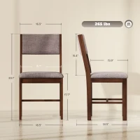 HOMCOM Modern Dining Chairs Set of 4, Linen Fabric Kitchen Chairs with Rubberwood Legs for Dining Room, Living Room, Brown(m-3)