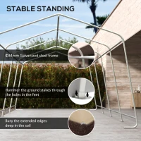 Outsunny 11' x 20' Portable Garage, Heavy Duty Carport Canopy with Ventilation Windows and Large Roll-up Door, Khaki(m-5)