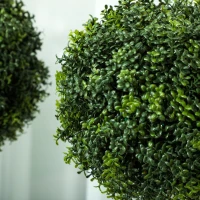 HOMCOM Lifelike Artificial Plants Set of 2, Fake Boxwood Topiary Balls with 114 PE Leaves for Home or Office Decor, Green(m-9)