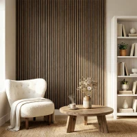 HOMCOM 47" x 24" Wood Panels for Wall, 4 Pack Acoustic Panels, Sound Absorbing Slat Wall for Wall Decor, Home, Walnut(m-9)