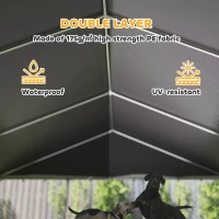 PawHut Heavy Duty Outdoor Dog Kennel with Waterproof Roof, 2 Secure Latches, Chain Link Dog Run for Backyard, 20' x 15' x 8'(m-7)