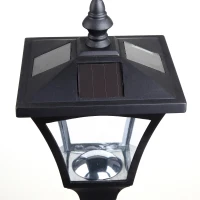 Outsunny Single Solar Lamp Post Garden Solar-Powered LED Streetlight Style Outdoor Light Waterproof 5-6 Hours with Base for Lawn Pathway Walkway 47"H, Black(m-12)
