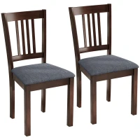 HOMCOM Modern Dining Chairs Set of 2, Linen Upholstered Kitchen Chairs with Rubberwood Legs for Dining Room, Living Room, Gray(m-2)