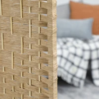 HOMCOM 8 Panel Folding Room Divider Portable Privacy Screen Wave Fiber Room Partition for Home Office Natural(m-9)